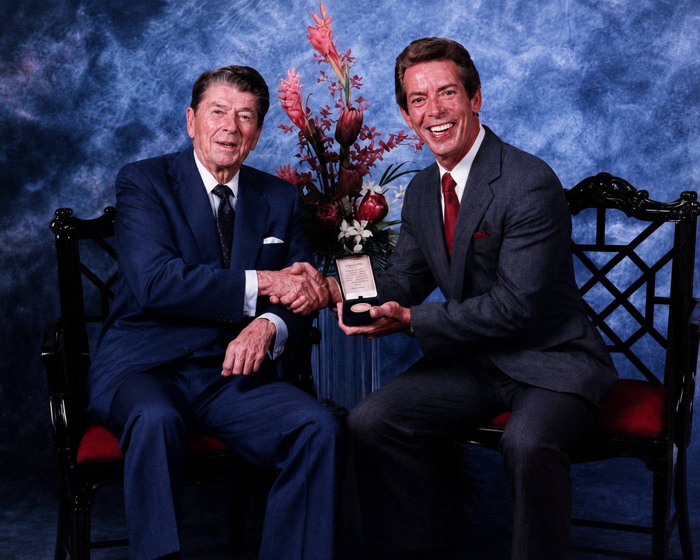Charles Ernest Bailey shaking hands with President Ronald Reagan, 1992 President's Club, Honolulu